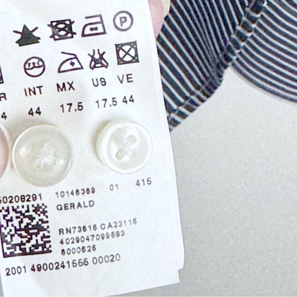 BOSS Navy Striped Spread Collar Regular Fit 17.5/44 - Picture 8 of 9